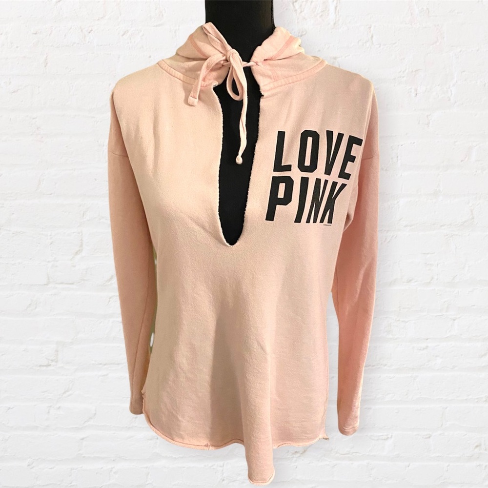 Women’s Victoria’s Secret VS PINK Light Pink Deep V-Neck Pullover Sweater- M
